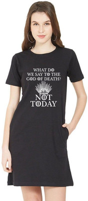 HouseOfCommon Women T Shirt Black Midi/Calf Length Dress