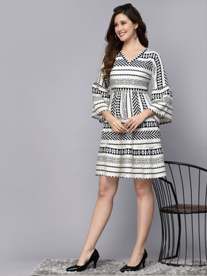 Stylum Women Fit and Flare Dark Blue Above Knee/Mid Thigh Length Dress