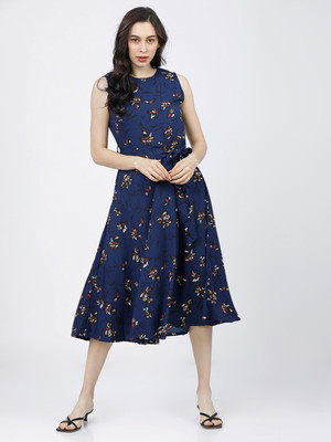 Tokyo Talkies Women A-line Blue Midi/Calf Length Dress