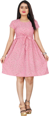 HOUSE OFF COMMON Women A-line Pink Knee Length Dress