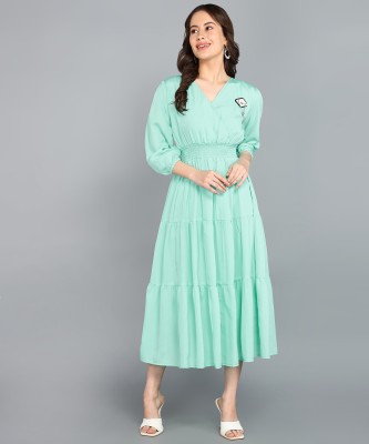 IQRA ENTERPRISE Women Fit and Flare Green Dress