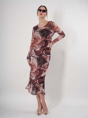 clobug Women A-line Multicolor Midi/Calf Length Dress