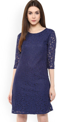 Dressberry Women Bodycon Blue Knee Length Dress