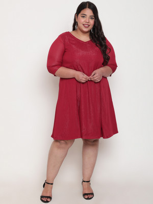 Amydus Women A-line Red Knee Length Dress