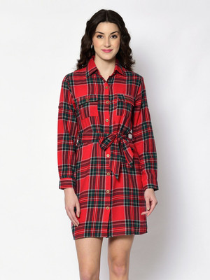 CELESTINA Women Shirt Red Above Knee/Mid Thigh Length Dress