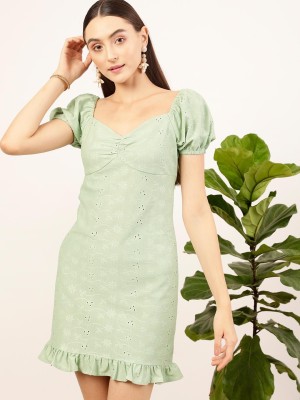 STREET9 Women Peplum Light Green Dress