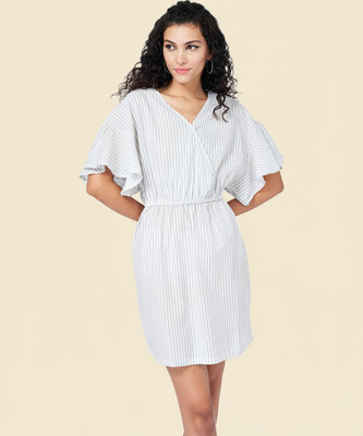 YU by Pantaloons Women Fit and Flare White Mini/Short Dress