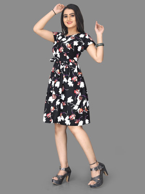 Threadhunter Women A-line Multicolor Above Knee/Mid Thigh Length Dress