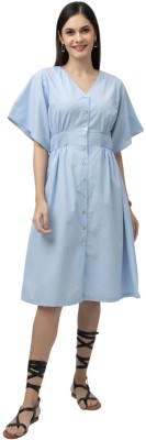 7onz Women A-line Light Blue Dress