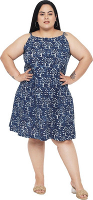 indietoga Women Fit and Flare Blue Midi/Calf Length Dress
