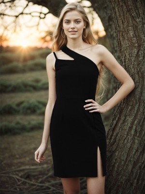 RARE Women A-line Black Dress