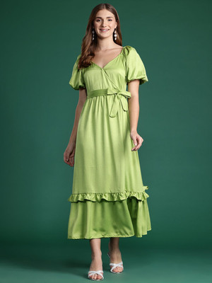 Dressberry Women Maxi Green Full Length Dress