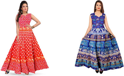 shiv creation Women Maxi Multicolor Full Length Dress