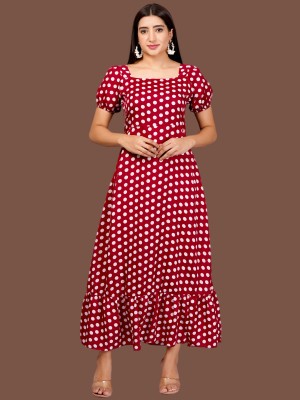 sana fashion Women Gathered Red Dress