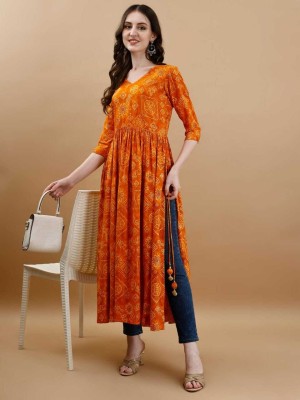 RPV FASHION Women A-line Yellow, Orange Dress