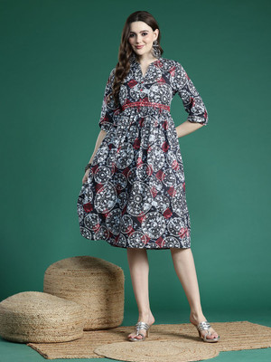 Sangria Women A-line Black Midi/Calf Length Dress