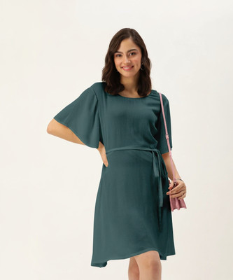 Dressberry Women A-line Dark Blue Above Knee/Mid Thigh Length Dress