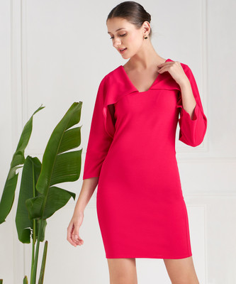 ATHENA Women Bodycon Red Above Knee/Mid Thigh Length Dress