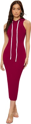 Vasumati Textiles Women Bodycon Maroon Dress