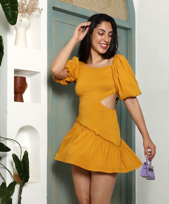 Pina Colada Women A-line Yellow Mini/Short Dress