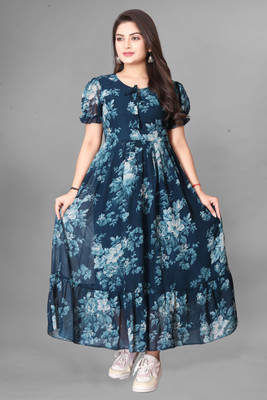 Bhadani Women Maxi Light Blue Full Length Dress