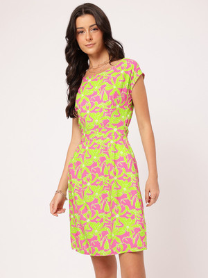 Dressberry Women Sheath Green Above Knee/Mid Thigh Length Dress