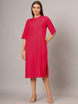 BRINNS Women A-line Red Midi/Calf Length Dress