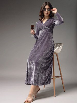 Emeros Women Maxi Grey Full Length Dress