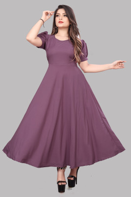 JYOTESTORE Women Maxi Purple Full Length Dress