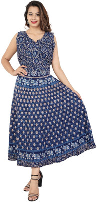 RADHA RANI COLLECTION Women A-line Multicolor Maxi/Full Length Dress