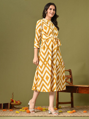 Sangria Women A-line Beige Midi/Calf Length Dress