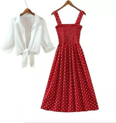 Nature Craft Women A-line Red Maxi/Full Length Dress
