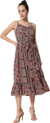 ALL WAYS YOU Women A-line Multicolor Midi/Calf Length Dress