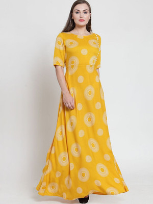 Moda Rapido Women Maxi Yellow Full Length Dress