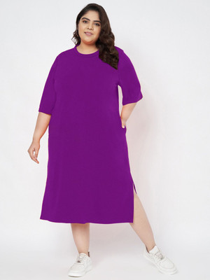 BRINNS Women A-line Purple Below Knee Dress