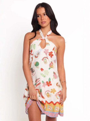 OUTZIDR Women A-line Multicolor Above Knee/Mid Thigh Length Dress