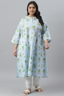 W Women Fit and Flare Light Blue Midi/Calf Length Dress