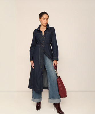 VERO MODA Women Shirt Dark Blue Midi/Calf Length Dress
