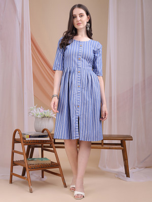 Moda Rapido Women Asymmetric Multicolor Midi/Calf Length Dress