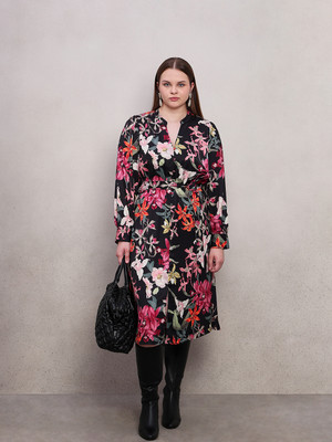 Vero Moda Curve Women A-line Black Midi/Calf Length Dress
