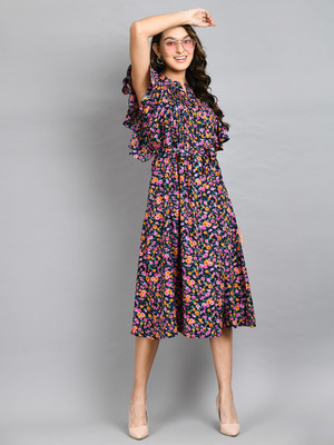 PRETTY LOVING THING Women Fit and Flare Multicolor Maxi/Full Length Dress