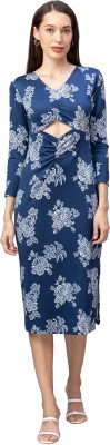 Globus Women Ethnic Dress Dark Blue, White Dress