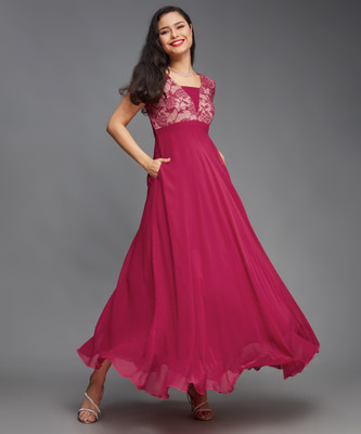 Miss Chase Women Maxi Pink Full Length Dress