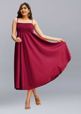 METRONAUT Women Gown Maroon Midi/Calf Length Dress