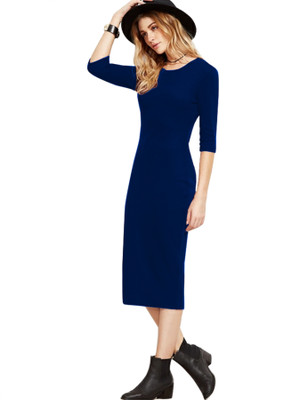 Trendz Creation Women Bodycon Blue Below Knee Dress
