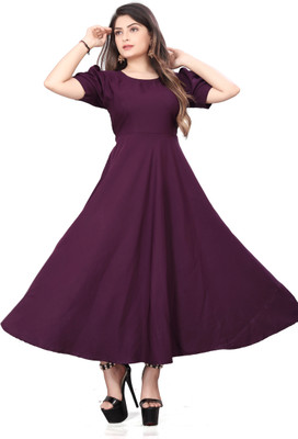 HouseOfCommon Women Maxi Purple Full Length Dress