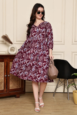 VihaanExim Women A-line Purple Below Knee Dress