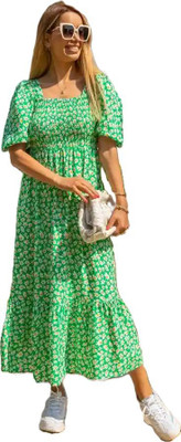 sadia dresses Women Maxi Green Midi/Calf Length Dress
