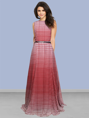 Kashonaa Women Gown Maroon Maxi/Full Length Dress