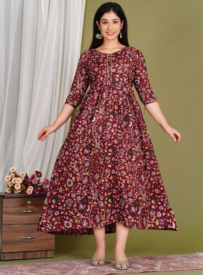 HouseOfCommon Women Fit and Flare Multicolor Midi/Calf Length Dress